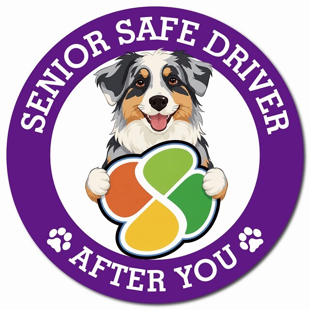 カーサイン 高齢者マーク SENIOR SAFE DRIVER オーストラリアンシェパード マグネット 強力 直径13cm 肉球 日本製 車 ステッカー