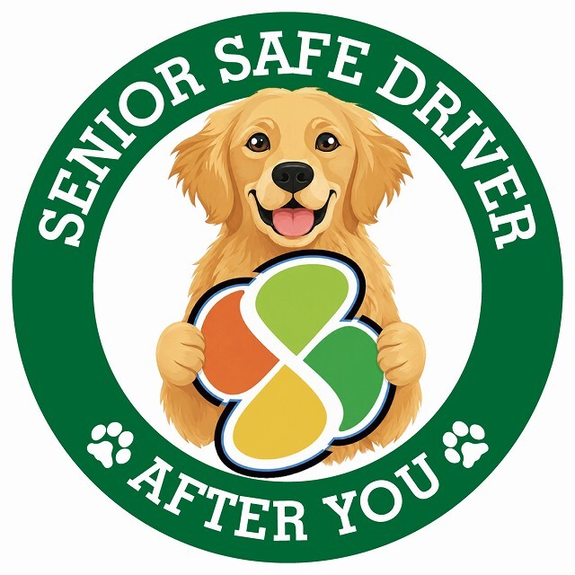 カーサイン 高齢者マーク SENIOR SAFE DRIVER ゴールデンレトリバー ステッカー シール 直径13cm 肉球 日本製 車