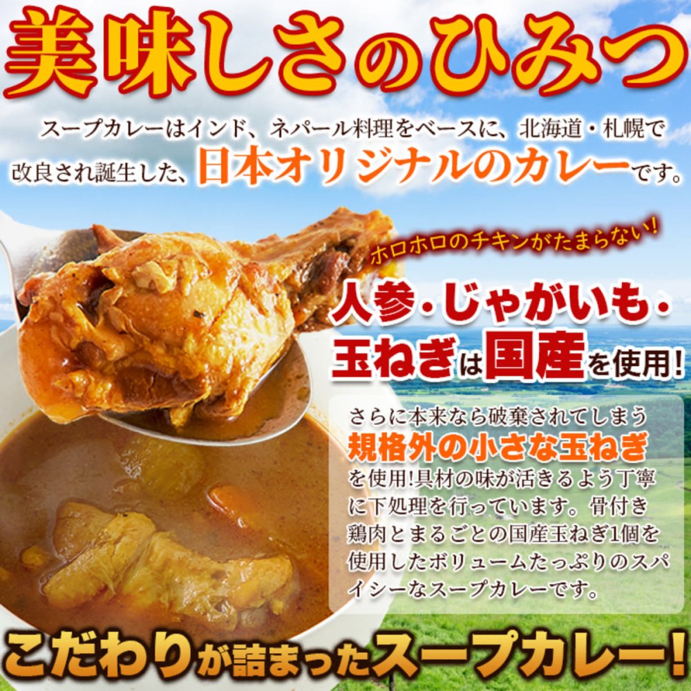 富良野市場 ゴロッと玉ねぎと骨付きチキンのスープカレー 2袋 スープカレー 惣菜 温めるだけ レンチン ご飯のお供 おかず ポスト投函便