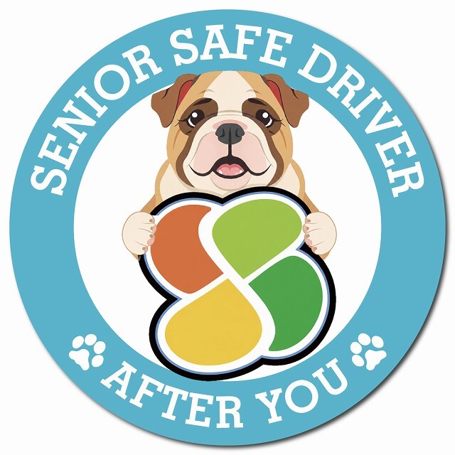 カーサイン 高齢者マーク SENIOR SAFE DRIVER ブルドッグ マグネット 強力 直径13cm 肉球 日本製 車 ステッカー