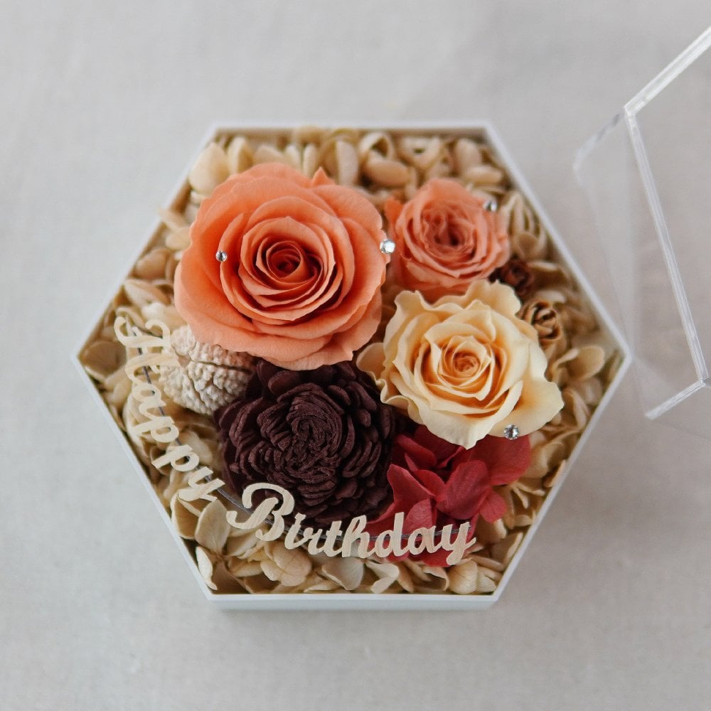 メッセージ付き プリザーブドフラワー【フラワーボックス】 花 ギフト 誕生日 結婚祝い フラワーアレンジ ボックスフラワー お祝い 送別会 お礼 結婚祝い 誕生日プレゼント 推し活　推しカラー 花 敬老の日