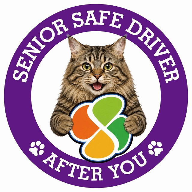 カーサイン 高齢者マーク SENIOR SAFE DRIVER クリリアンボブテイル ステッカー シール 直径13cm 肉球 日本製 車