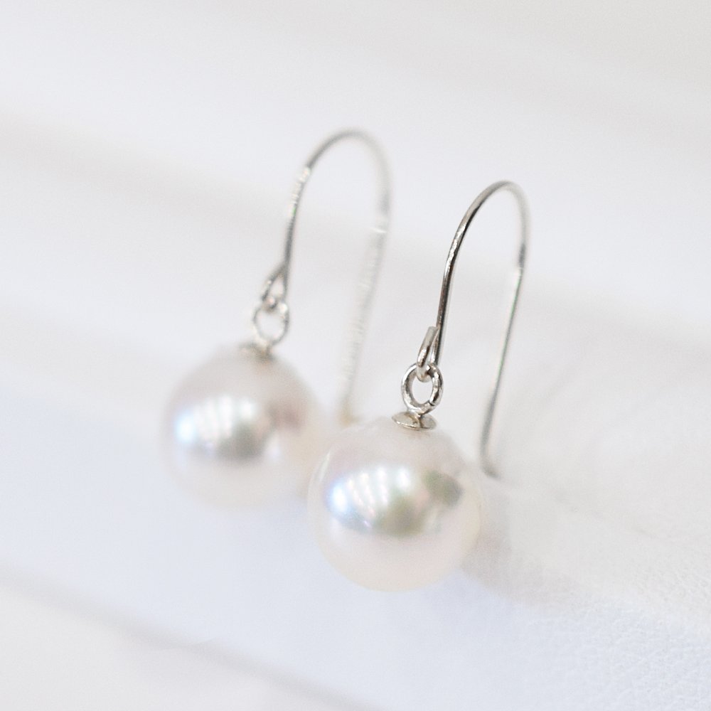 ［pearl431］ 7.5mm - 8mm 揺れる ピアス あこや真珠 シンプル 天草 フォーマル ホワイトピンク 熊本