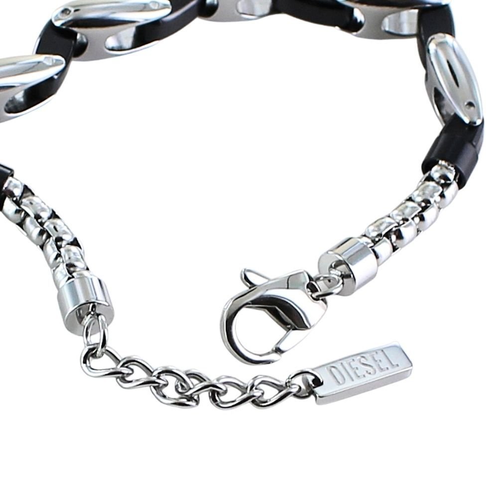 ディーゼル ブレスレット メンズ レディース シルバー ブラック ステンレス チェーン ロゴ ユニセックス アクセサリー 誕生日 記念日 プレゼント ギフト DIESEL 並行輸入品 成人 卒業 入学