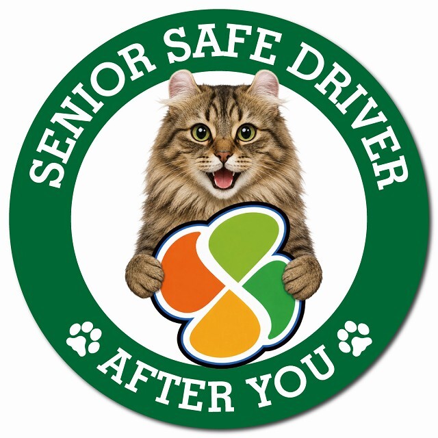 カーサイン 高齢者マーク SENIOR SAFE DRIVER アメリカンカール マグネット 強力 直径13cm 肉球 日本製 車 ステッカー