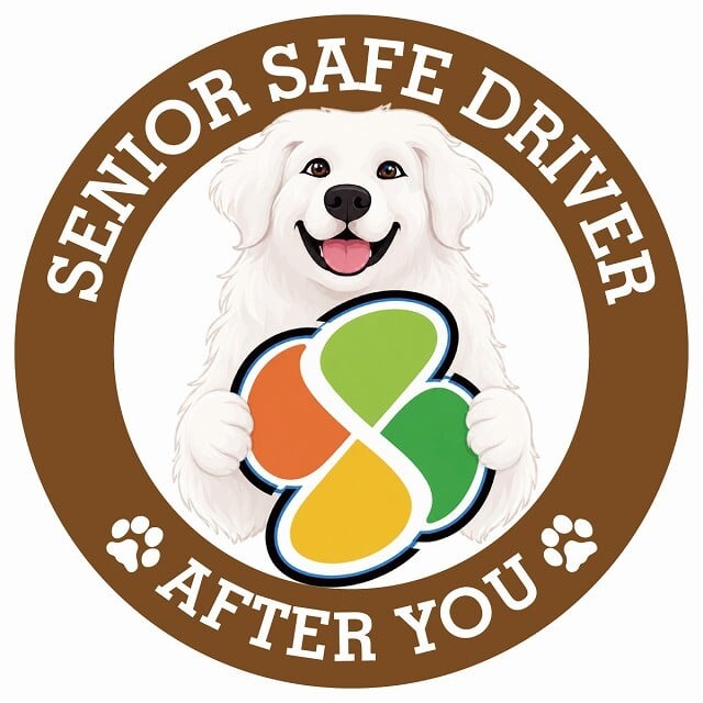カーサイン 高齢者マーク SENIOR SAFE DRIVER グレートピレニーズ ステッカー シール 直径13cm 肉球 日本製 車