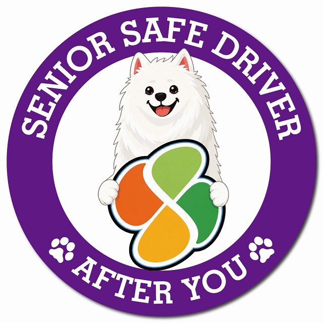 カーサイン 高齢者マーク SENIOR SAFE DRIVER サモエド マグネット 強力 直径13cm 肉球 日本製 車 ステッカー