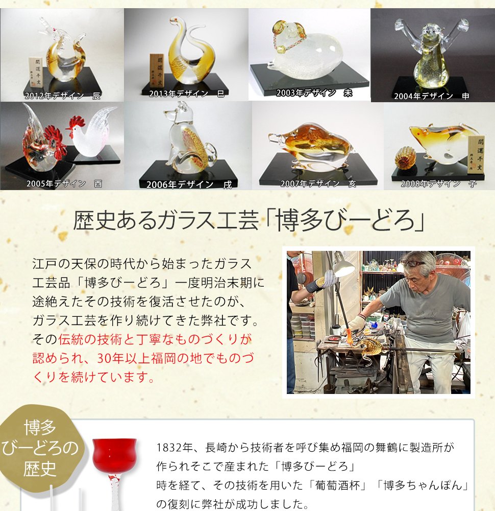 2027年 干支「未」 ガラスの置物｜職人手作りの縁起物