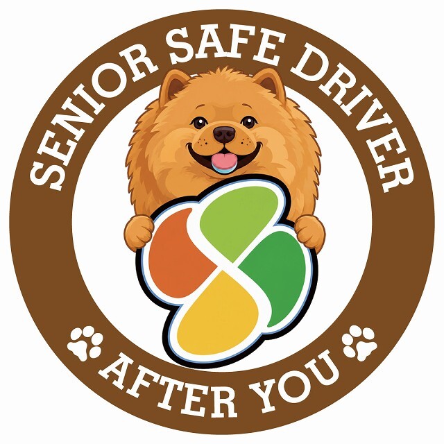 カーサイン 高齢者マーク SENIOR SAFE DRIVER チャウチャウ ステッカー シール 直径13cm 肉球 日本製 車
