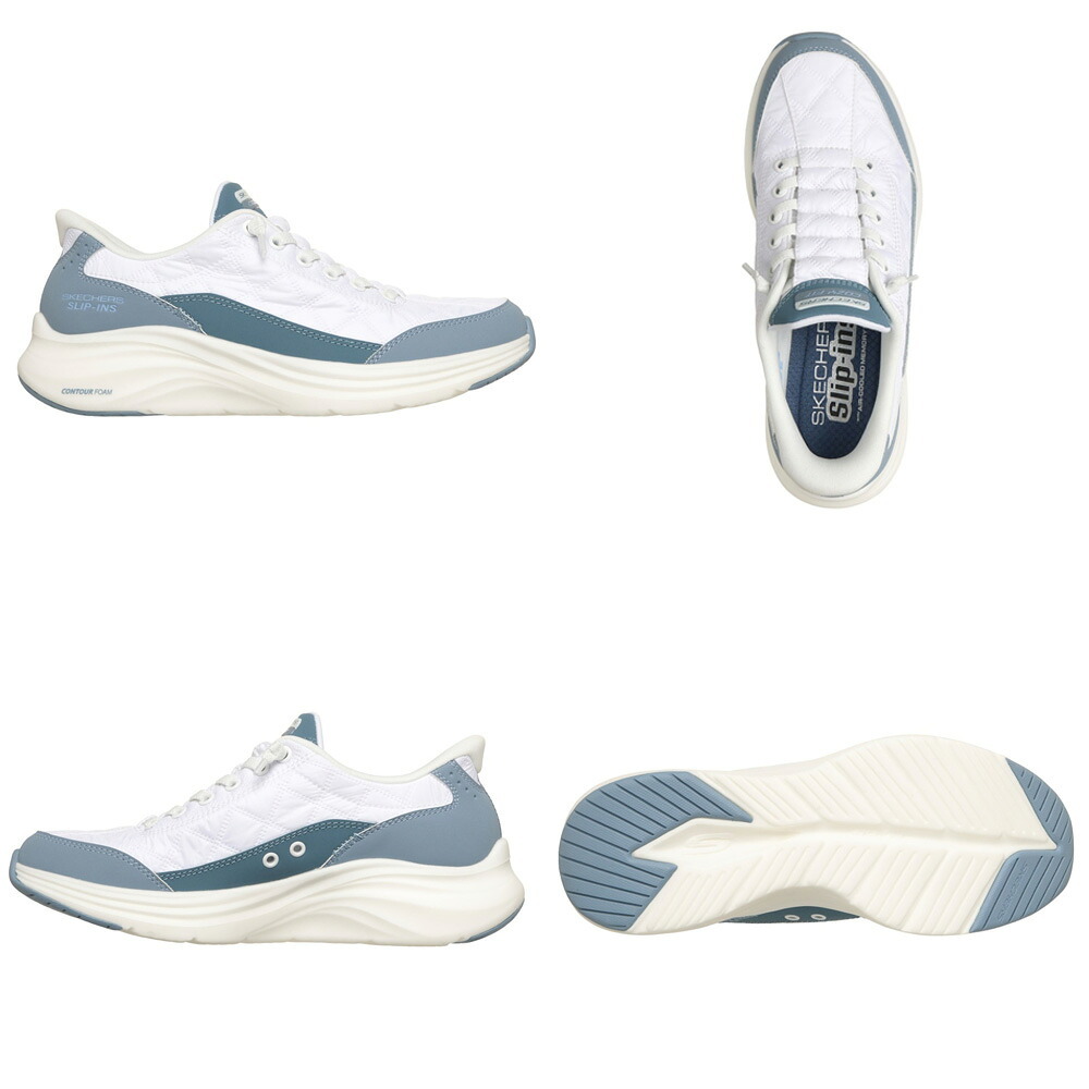 スケッチャーズ スニーカー レディース スリップインズ Slip-ins: Contour Foam - Cozy Fit スリップインズ コンツアーフォーム - コージーフィット ハンズフリー スリッポン 靴 ノーマル幅 白 黒 ホワイト ブラック 快適 SKECHERS 150404