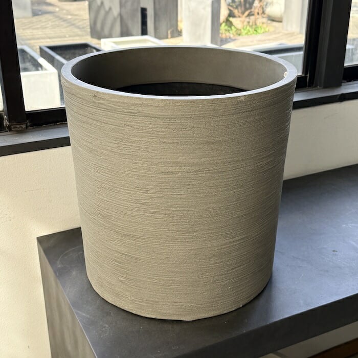 鉢カバー おしゃれ 大型 14号 9号 M S サイズ 植木鉢 KONTON コントン ソンク シリンダー 円柱 丸型 軽量 砂岩調 屋外 室内 高級 北欧 モダン ナチュラル 観葉植物用 シンボルツリー サボテン 多肉植物 特大 玄関 プランター 底穴なし チャコールグレー ウォームグレー