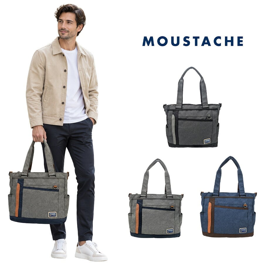 MOUSTASCHE ムスタッシュ トートバッグ 手持ち 斜め掛け メンズ 普段使い 使いやすい