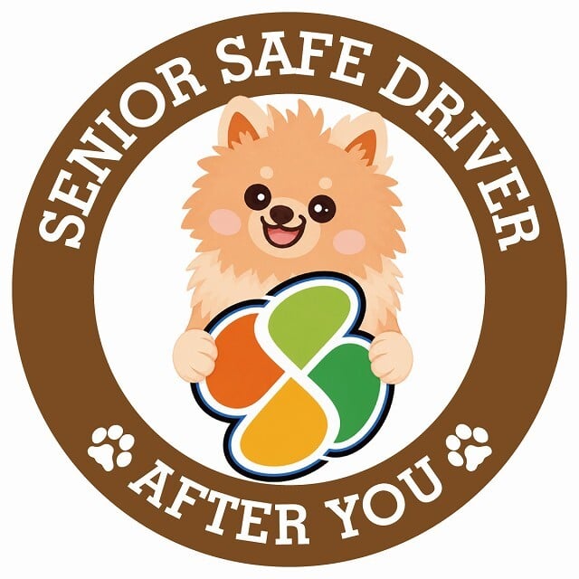 カーサイン 高齢者マーク SENIOR SAFE DRIVER ポメックス ステッカー シール 直径13cm 肉球 日本製 車
