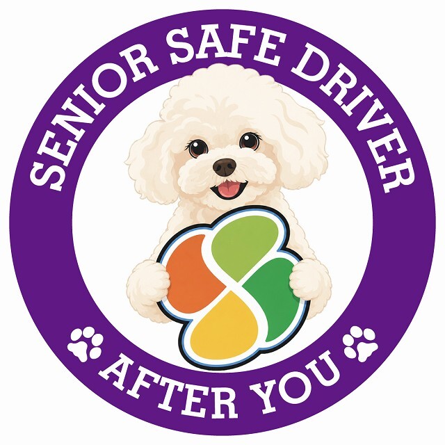 カーサイン 高齢者マーク SENIOR SAFE DRIVER マルプー ステッカー シール 直径13cm 肉球 日本製 車