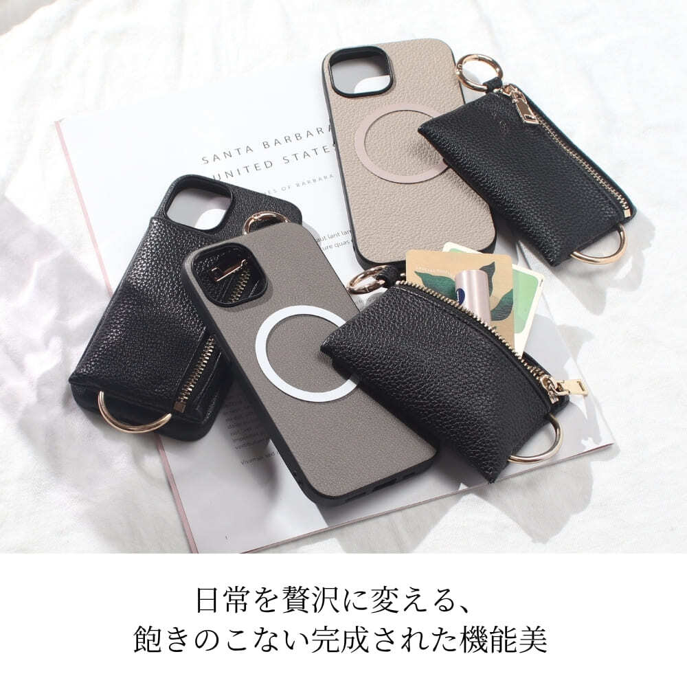 iphone15 ケース 本革 小銭入れ付き iphone15Pro iphone15Plus iphone15ProMAX MagSafe対応 ウォレット 財布 レザー 山羊革 アイフォン 15 pro max plus マグセーフ対応 マグネット コインケース カード リング ポーチ 小物入れ おさいふ 15プロ マックス プラス 送料無料