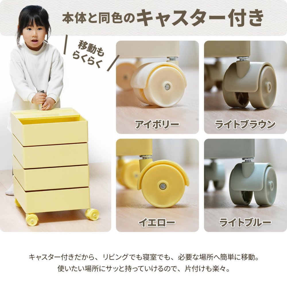 360回転ワゴン 4段 RELS0336 キャスター付きワゴン リビング収納 韓国スタイル ポップ 角型 プラスチック キッチンワゴン トロリー ワゴンラック幅49.5cm 奥行39.5cm 高さ60cm 新生活