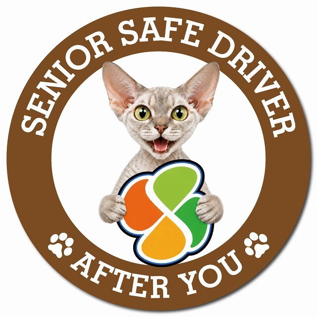 カーサイン 高齢者マーク SENIOR SAFE DRIVER デボンレックス マグネット 強力 直径13cm 肉球 日本製 車 ステッカー