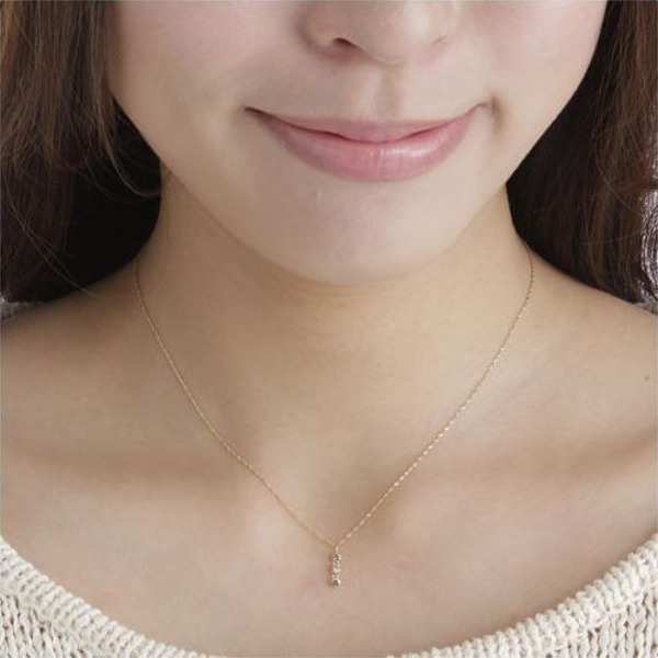 ネックレス レディース K18YG 18金 イエローゴールド 3ストーン ダイヤモンド ペンダント 0.3ct 揺れる トリロジー 記念日 誕生日 プレゼント ギフト