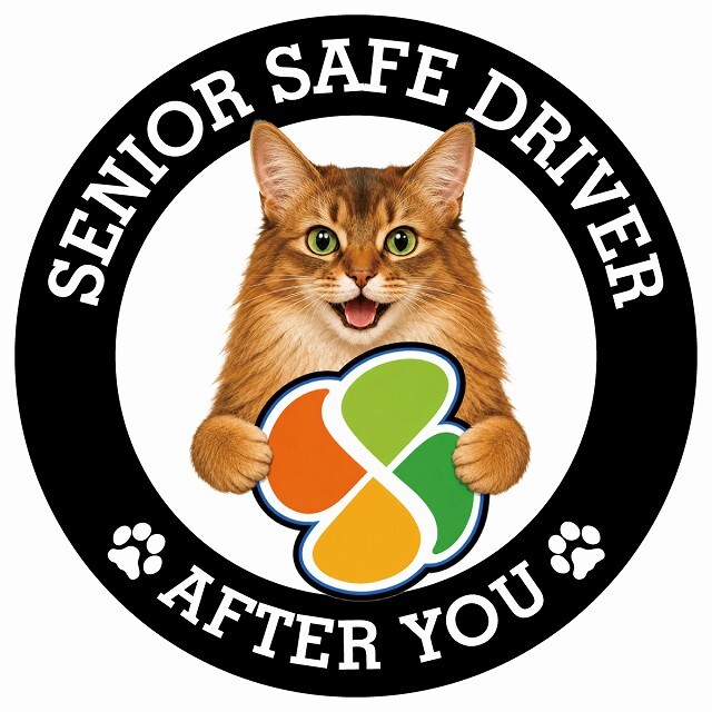 カーサイン 高齢者マーク SENIOR SAFE DRIVER ソマリ ステッカー シール 直径13cm 肉球 日本製 車