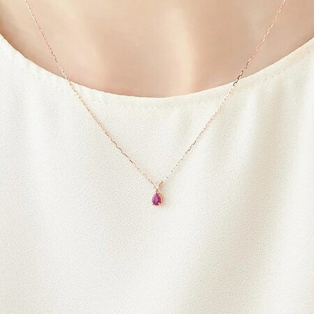 【無料ラッピング】  ヨンドシー 4℃ 7月誕生石 K10ピンクゴールド ネックレス ルビー ホワイトトパーズ ブランド 正規品 新品 ギフト プレゼント 人気 おすすめ 誕生日 記念日 クリスマス 送料無料