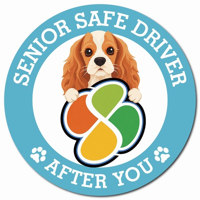 カーサイン 高齢者マーク SENIOR SAFE DRIVER イングリッシュコッカースパニエル マグネット 強力 直径13cm 肉球 日本製 車 ステッカー