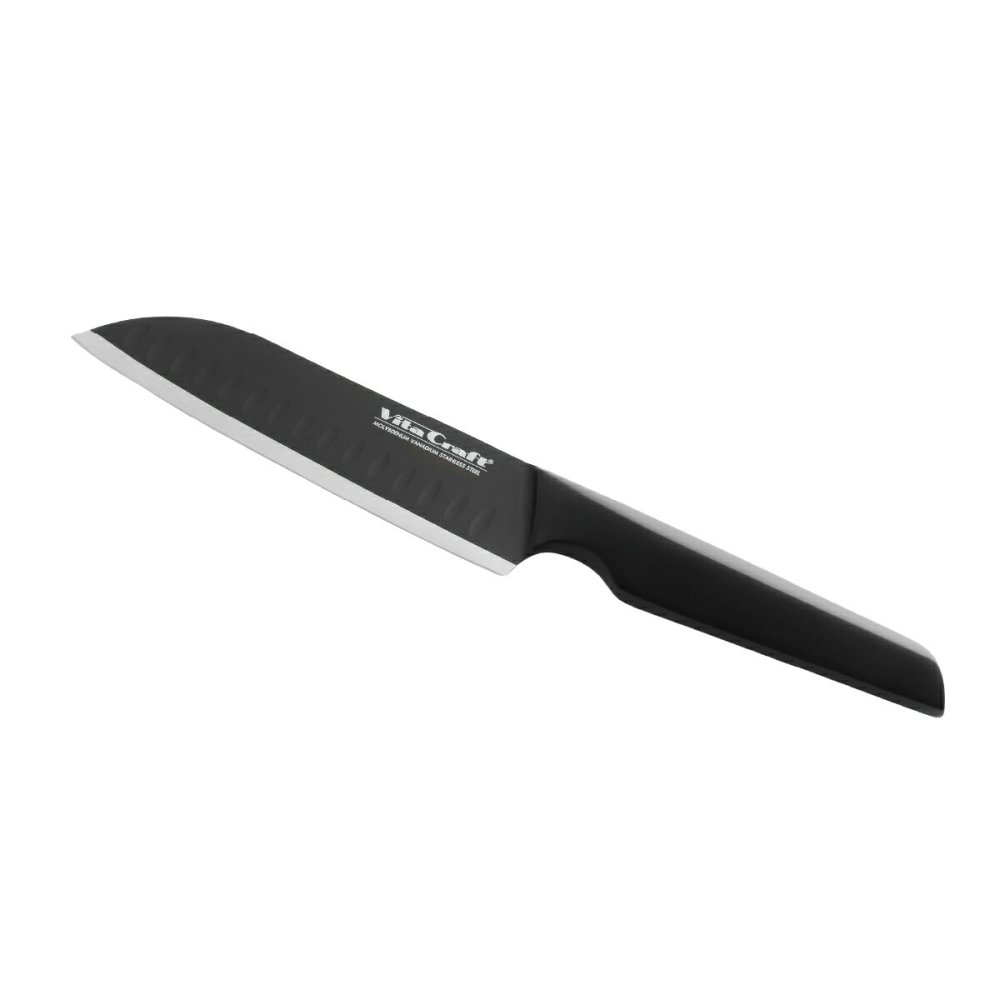 三徳包丁 ビタクラフト ソリッドナイフ ブラック Vita Craft SOLID KNIFE THE SANTOKU VC-SK01S BK 万能包丁 家庭用包丁 オールステンレス 一体型 両刃 刃渡り18cm マットブラック 食洗機対応 肉 魚 野菜 料理 調理器具 結婚祝い 新築祝い 新生活 料理好き プレゼント ギフト