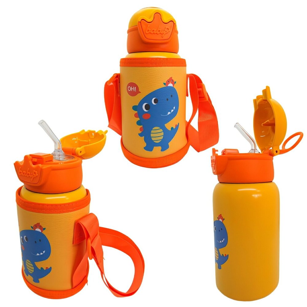 子ども水筒　500ML　保冷 / 保温対応　酸化と腐食に強い316ステンレス（4 スタイル）ショルダーストラップ　フック付き　子供 水筒 入園 入学 通園 通学