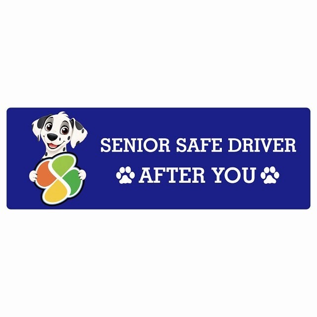 カーサイン 高齢者マーク SENIOR SAFE DRIVER ダルメシアン ステッカー シール 長方形 15x5cm 肉球 日本製 車