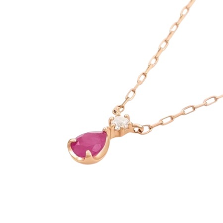 【無料ラッピング】  ヨンドシー 4℃ 7月誕生石 K10ピンクゴールド ネックレス ルビー ホワイトトパーズ ブランド 正規品 新品 ギフト プレゼント 人気 おすすめ 誕生日 記念日 クリスマス 送料無料