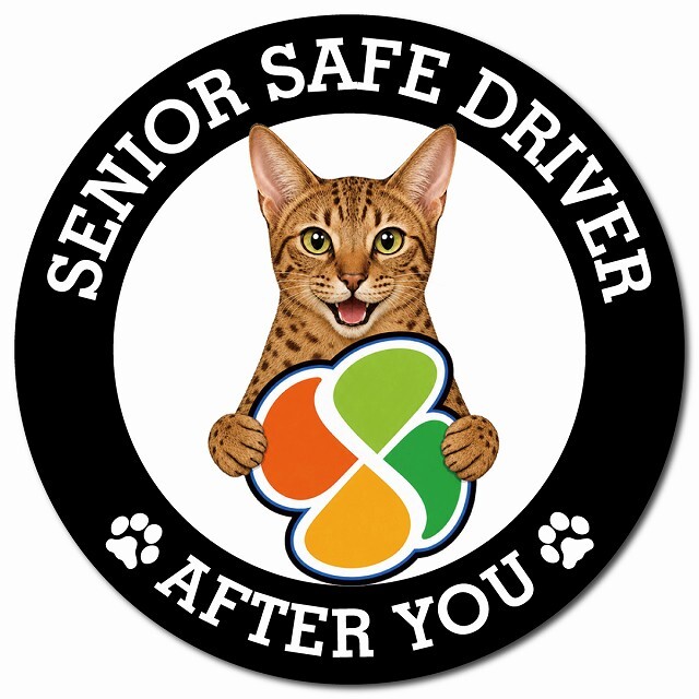 カーサイン 高齢者マーク SENIOR SAFE DRIVER オシキャット マグネット 強力 直径13cm 肉球 日本製 車 ステッカー