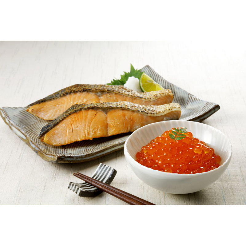 網走水産 北海道産 焼鮭切身・いくらセット (APID-984) [お中元][お歳暮] ※送料無料(北海道・沖縄・離島への配送不可)