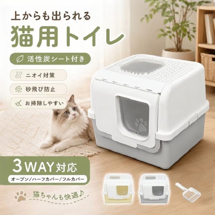 猫用トイレ 室内用 後処理用 3way対応 2カラー 砂とび防止 お掃除ラクラク しつけ ネコ砂 愛猫 仔猫 子猫 成猫 室内 排便 排泄 簡単処理 清潔 水洗いOK ネコ 新発売 新商品 即納