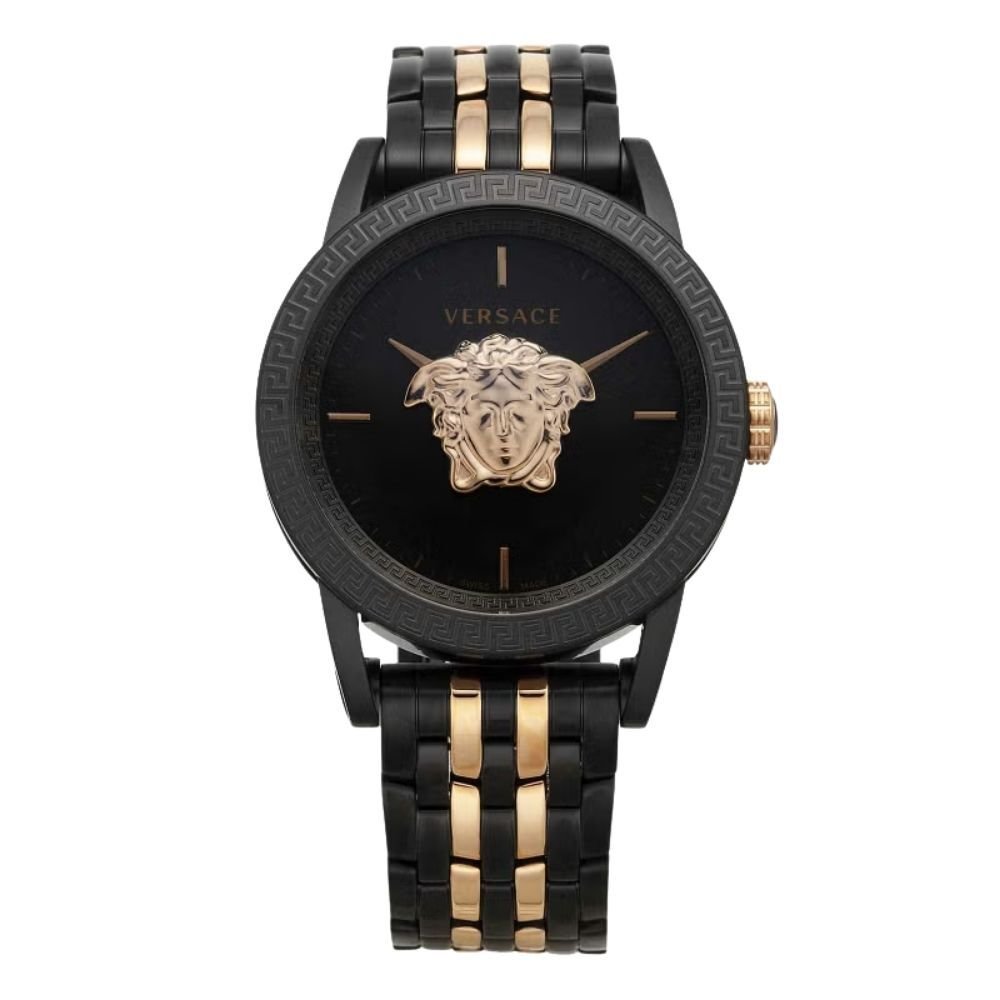 ヴェルサーチェ 腕時計 メンズ ブラック ピンクゴールド ローズゴールド 43mm VERSACE PALAZZO EMPIRE パラッツォ エンパイア 立体メデューサ スイス製 高級 ブランド おしゃれ プレゼント ギフト 成人 卒業 入学