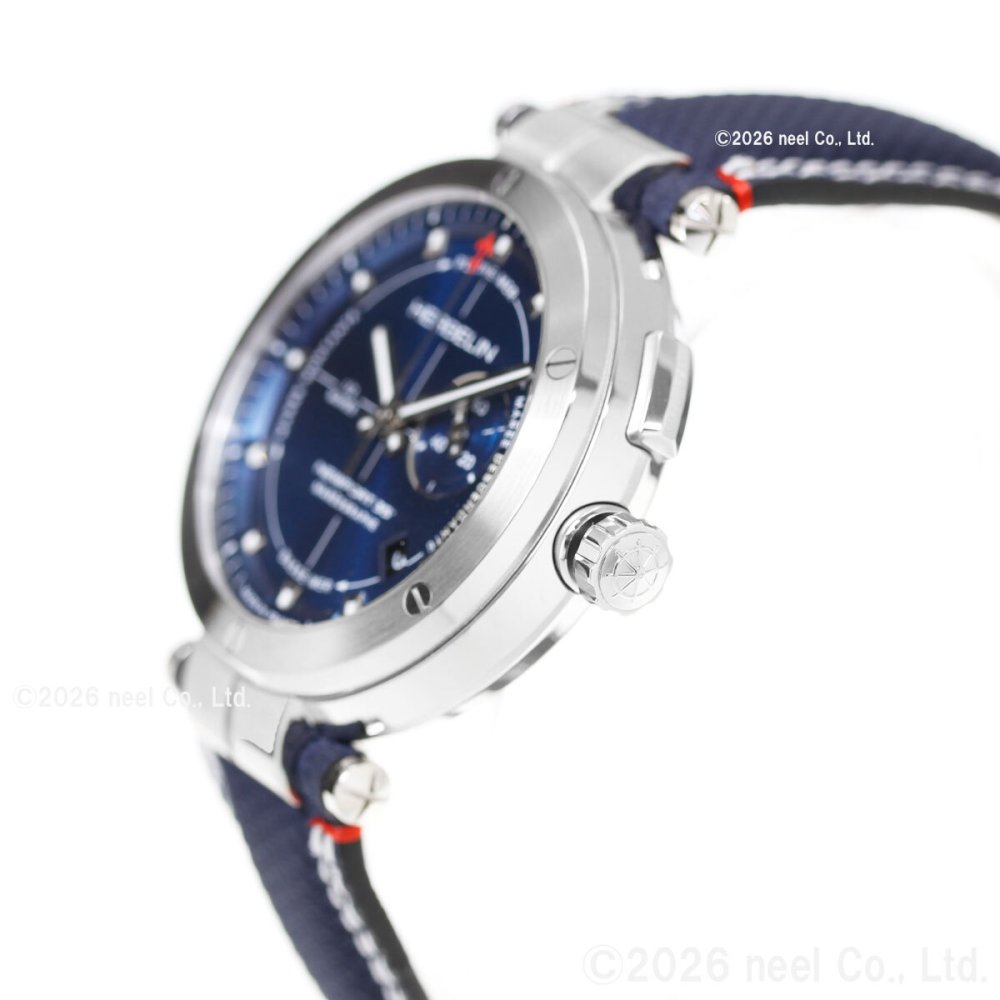 エルブラン HERBELIN ニューポート NEWPORT 43mm 腕時計 メンズ クオーツ H24688A15 ラウンド 革ベルト ネイビー マレオグラフ 35周年記念