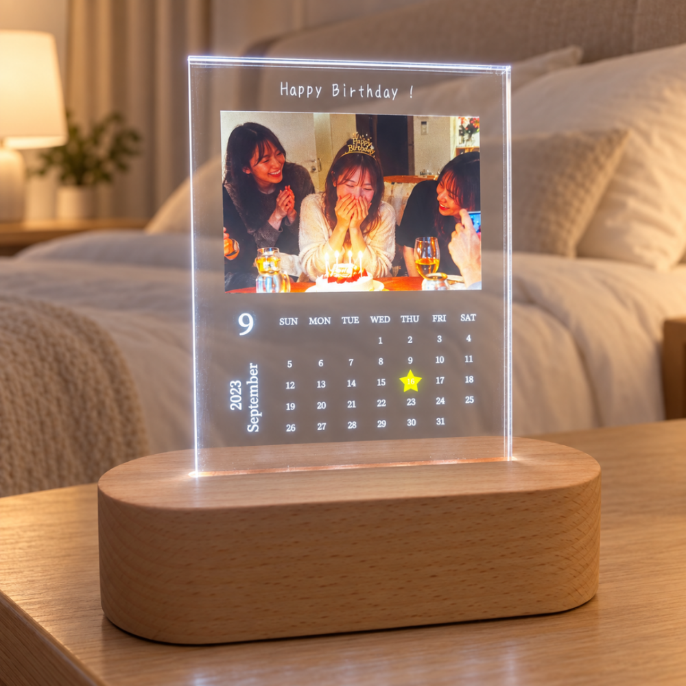 【LEDスタンドパネル | カレンダーデザイン】写真入り 名入れ対応 送料無料フォトフレーム アクリルフォトパネル カップル 彼氏 彼女 写真立て 名前入れ 文字入れ メッセージ入り おしゃれ お洒落 メモリアル フォト フォトスタンド アクリル ギフト プレゼント カレンダー 結婚 誕生日 記念日 出産 卒業 ペット 推し活 子供 部活