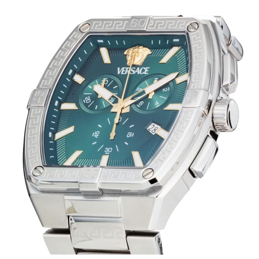 ヴェルサーチェ 腕時計 メンズ グリーン シルバー ゴールド 44mm VERSACE SPORTY TONNEAU GRECA クロノグラフ スイス製 メンズ腕時計 高級 ブランド おしゃれ プレゼント ギフト 卒業 入学 お祝い