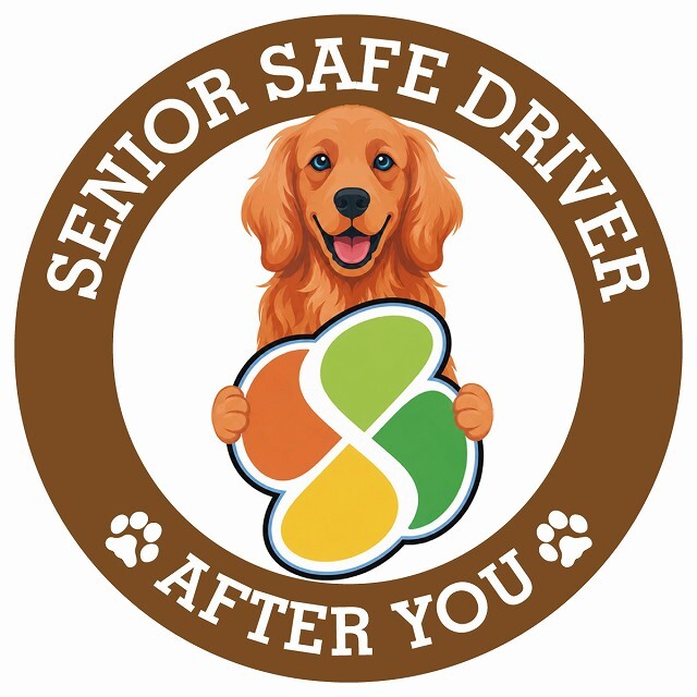 カーサイン 高齢者マーク SENIOR SAFE DRIVER アイリッシュセター ステッカー シール 直径13cm 肉球 日本製 車