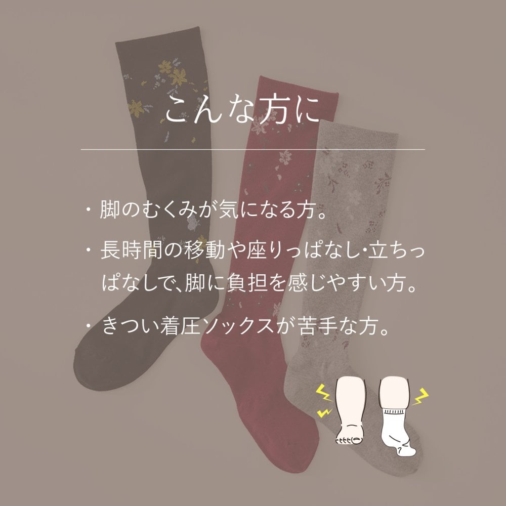 日本製 一般医療機器 メディライン すらっと着圧ソックス 段階着圧 むくみ 予防 解消 血行促進 綿混 抗菌防臭 ロンフレッシュ 花柄 レディース 靴下 ゆったり 履き口 足裏アーチサポート おしゃれ