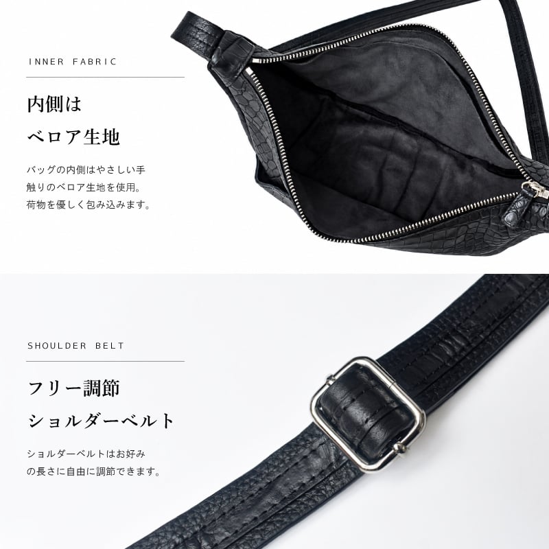 ボディバッグ クロコダイル メンズ 腹革 センター取り ワニ革 ショルダーバッグ スリングバッグ 斜め掛けバッグ マットブラック 牛革 本革 本物 大容量 ポーチ付き 長財布入る プレゼント ギフト 送料無料