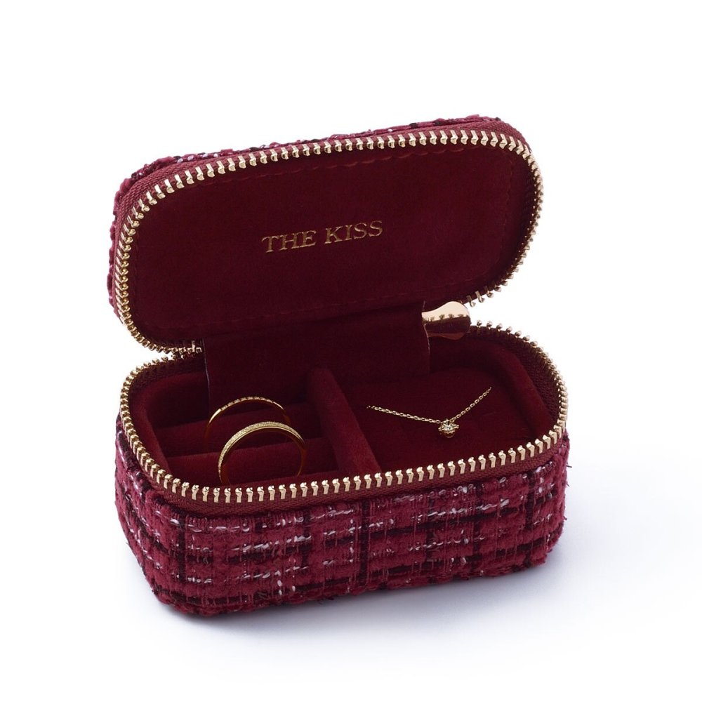 ＼Web限定／【ラッピング無料】THE KISS 公式ショップ ジュエリーポーチ 持ち運び 携帯用 ミニ トラベル ベリーレッド カラ― アクセサリーケース リング ネックレス ジュエリーボックス ブランド アクセサリー用品 ケース POUCH-REGULAR-BERRYRED アニバーサリー