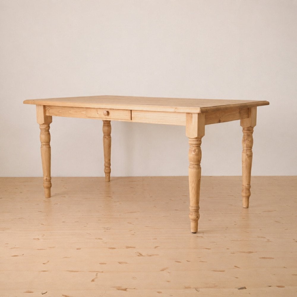 ダイニングテーブル FARMER 無垢材 パイン材 天然木 W150×D85×H72cm(引出の内寸:W36×D27.5×H 食卓テーブル 木製 食卓机 リビング ダイニング ライトブラウン おしゃれ 新生活