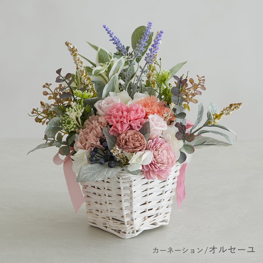 プリザーブドフラワー ナチュラルバスケット | 母の日 誕生日 記念日 誕生祝い プレゼント ギフト 贈り物