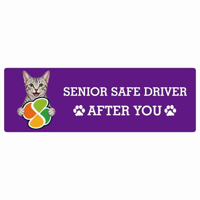 カーサイン 高齢者マーク SENIOR SAFE DRIVER エジプシャンマウ ステッカー シール 長方形 20x6.7cm 肉球 日本製 車