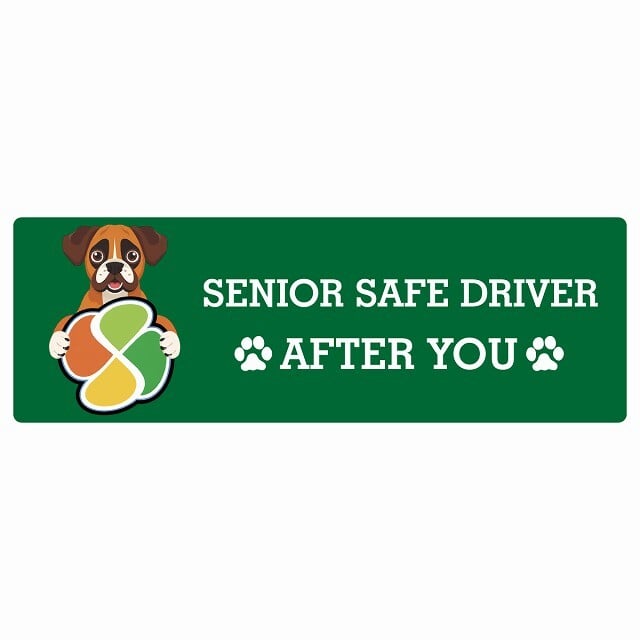 カーサイン 高齢者マーク SENIOR SAFE DRIVER ボクサー ステッカー シール 長方形 15x5cm 肉球 日本製 車