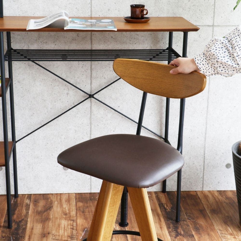 バースツール ブラウン 回転式 昇降機能付 Bar Stool カウンタースツール ダイニング 合成皮革 PVC 高さ調整 簡単組立 ヴィンテージ ナチュラル シンプル 北欧 レトロ 西海岸 ミッドセンチュリー