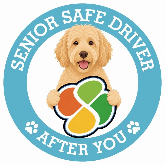 カーサイン 高齢者マーク SENIOR SAFE DRIVER ラブラドゥードル ステッカー シール 直径13cm 肉球 日本製 車