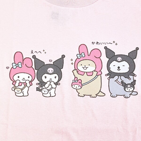 サンリオ マイメロディ＆クロミ × なんでもいきもの Tシャツ(M) ライトピンク アパレル Sanrio 送料込み