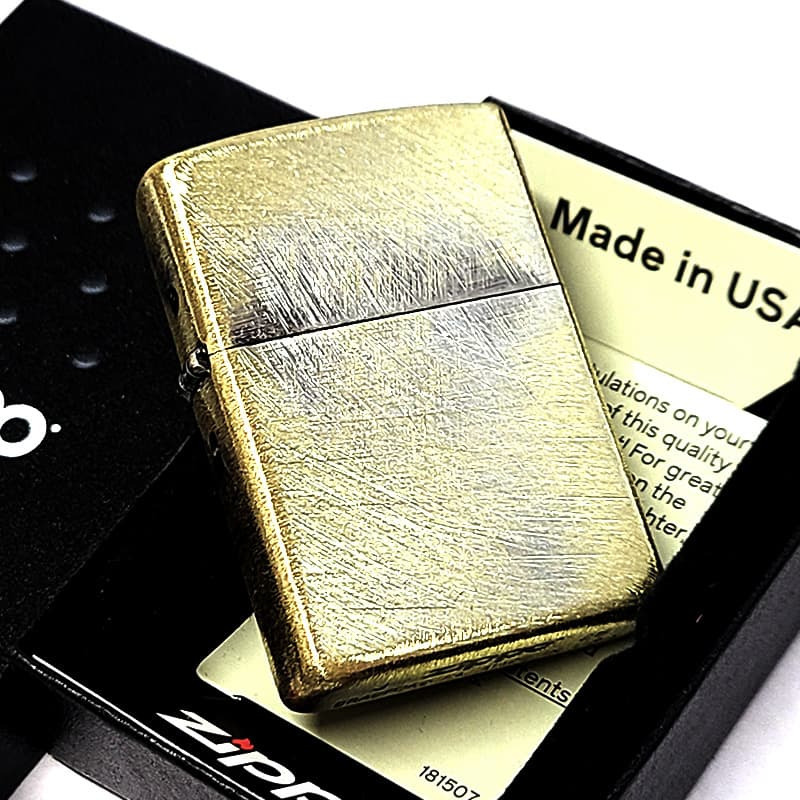 ZIPPO ライター アンティークゴールド ブラス ユーズド加工 おしゃれ シンプル ヴィンテージ加工 金 ビンテージ風 メンズ かっこいい  ギフト プレゼント
