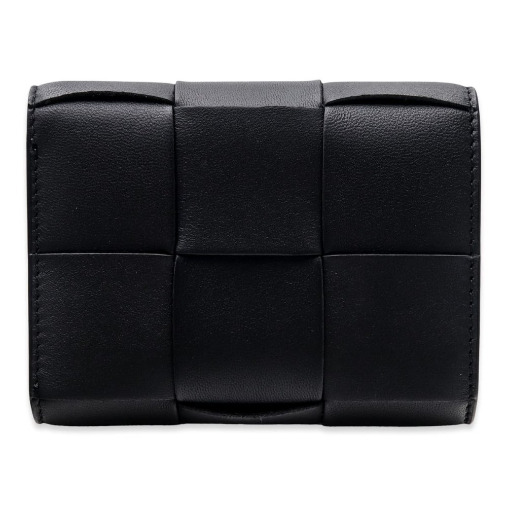 選べる2色 ボッテガヴェネタ BOTTEGA VENETA 三つ折り財布 レディース メンズ マキシイントレチャート 本革 ミニ財布 小銭入れ付き ブラック トープグレー カード6枚 750245 V3UO1