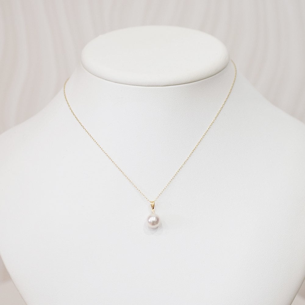 ［pearl615］8mm - 8.5mm ホワイトピンク ペンダント ダイヤモンド付 あこや真珠 0.01ct